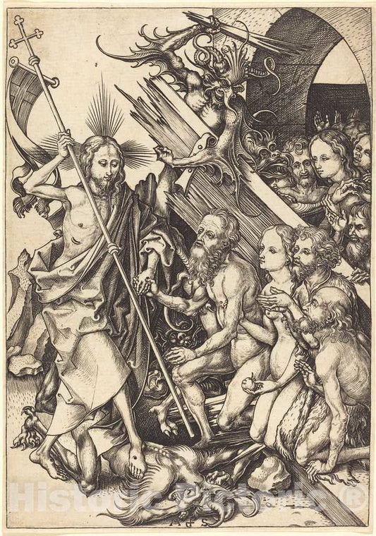 Art Print : Martin Schongauer, Christ in Limbo, c. 1480 - Vintage Wall Art