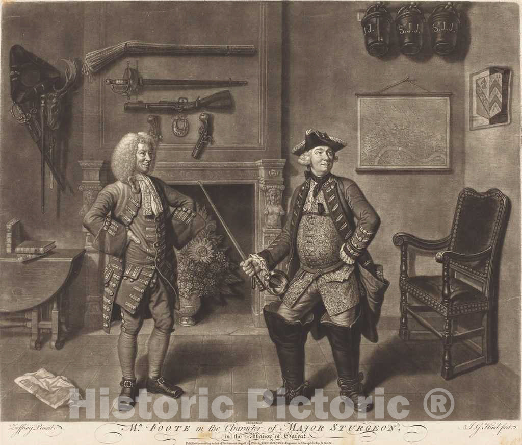 Art Print : Haid After Zoffany, Mr. Foote in The Character of Major Sturgeon, in The Mayor of Garrat, 1765 - Vintage Wall Art