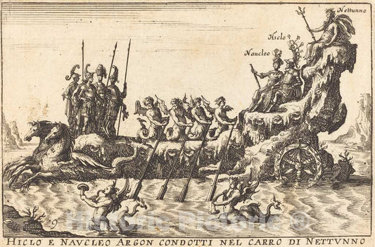 Art Print : Moncornet After Remigio Cantagallina, Hiclo e Naucleo Argon condotti nel carro di Nettuno - Vintage Wall Art