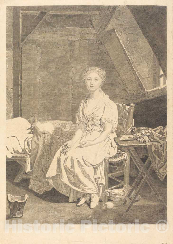 Art Print : Massard After Greuze, La Vertu chancelante - Vintage Wall Art