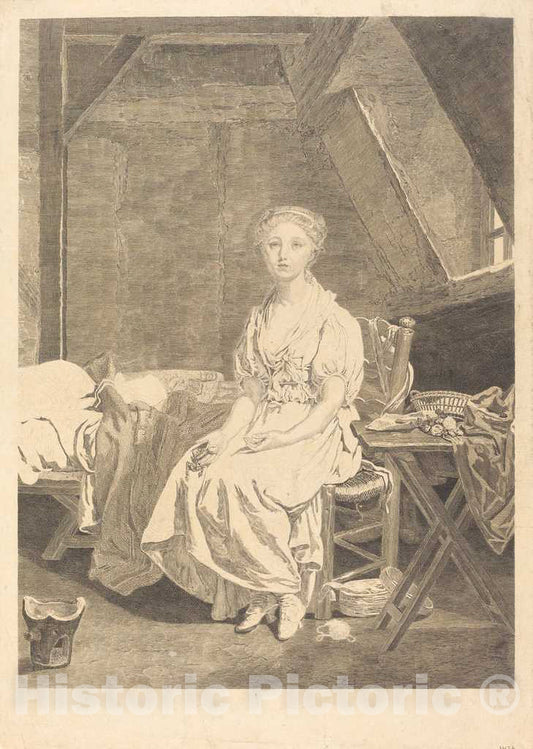 Art Print : Massard After Greuze, La Vertu chancelante - Vintage Wall Art