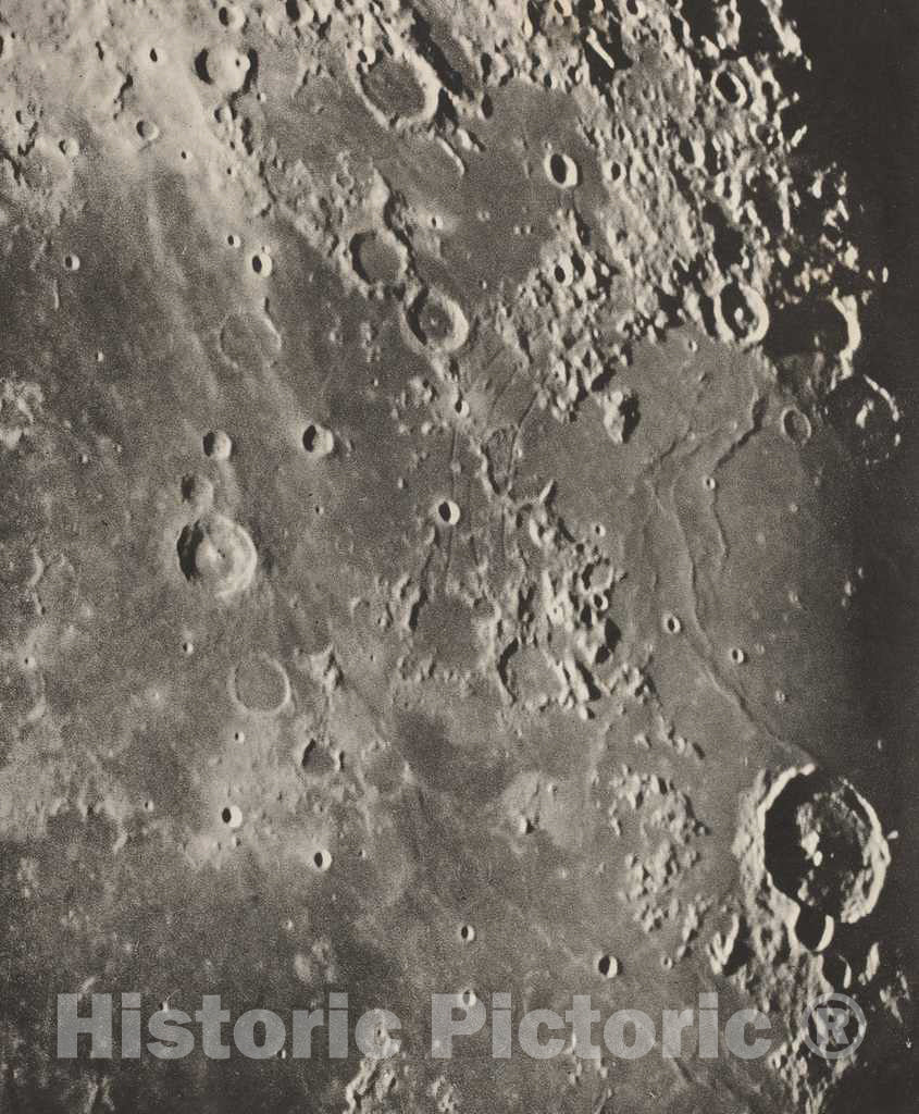 Art Print : Loewy et Puiseux, Photographie Lunaire Capuanus - Bouillaud - Gassendi, 1896 - Vintage Wall Art
