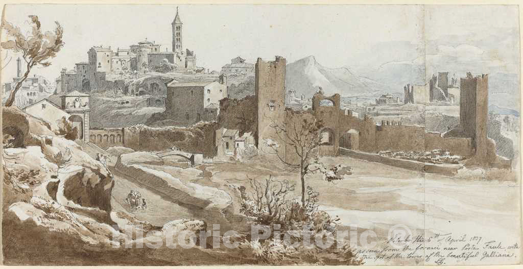 Art Print : Gruner, Viterbo, 1837 - Vintage Wall Art