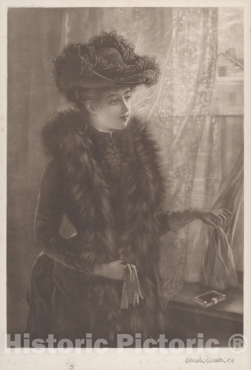 Art Print : Hamilton, Untitled (Lady in Furs), 1890 - Vintage Wall Art