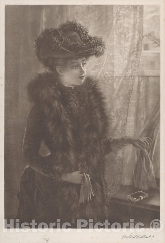 Art Print : Hamilton, Untitled (Lady in Furs), 1890 - Vintage Wall Art
