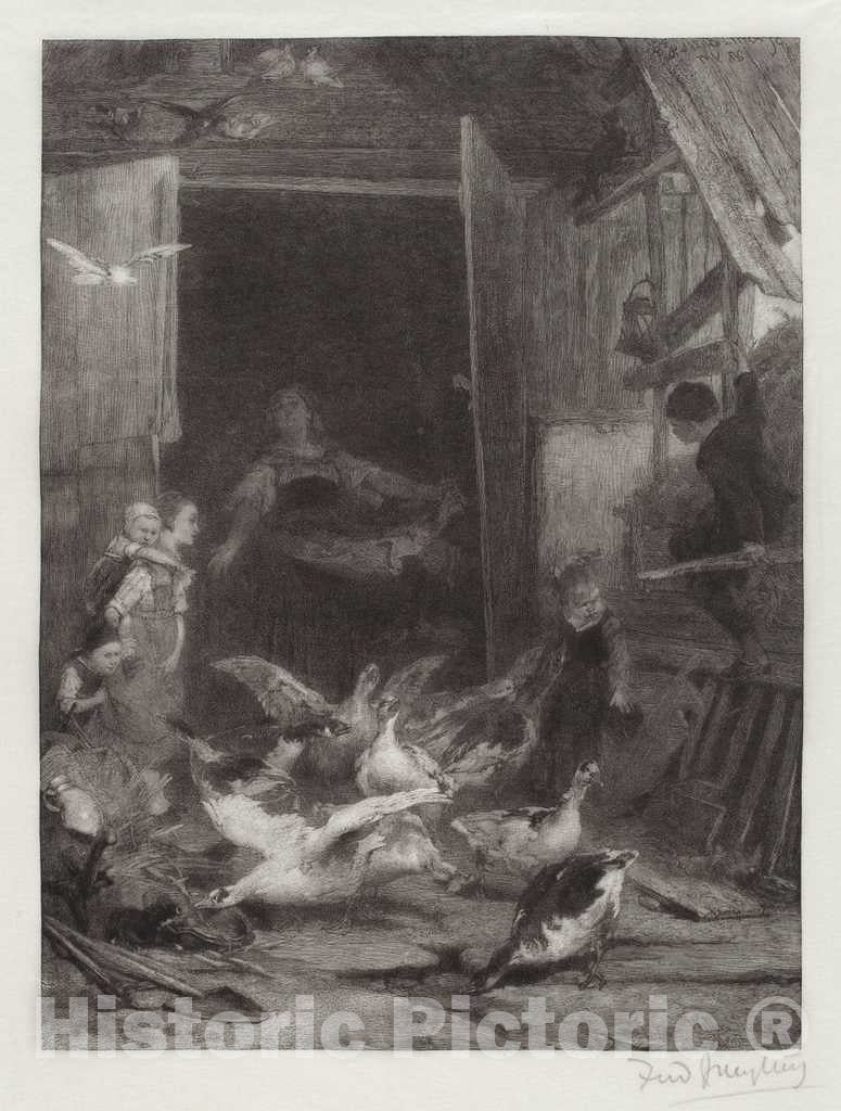 Art Print : Frederick Juengling, Untitled (Farm Scene), 1886 - Vintage Wall Art