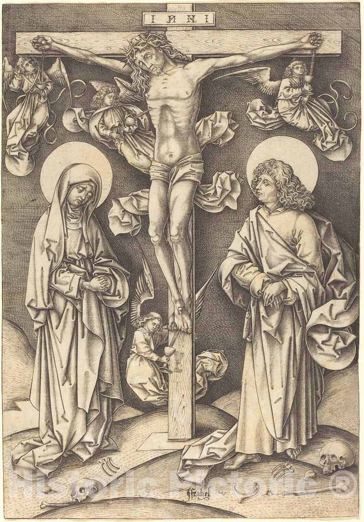 Art Print : Israhel Van Meckenem, The Crucifixion, c.1495 - Vintage Wall Art