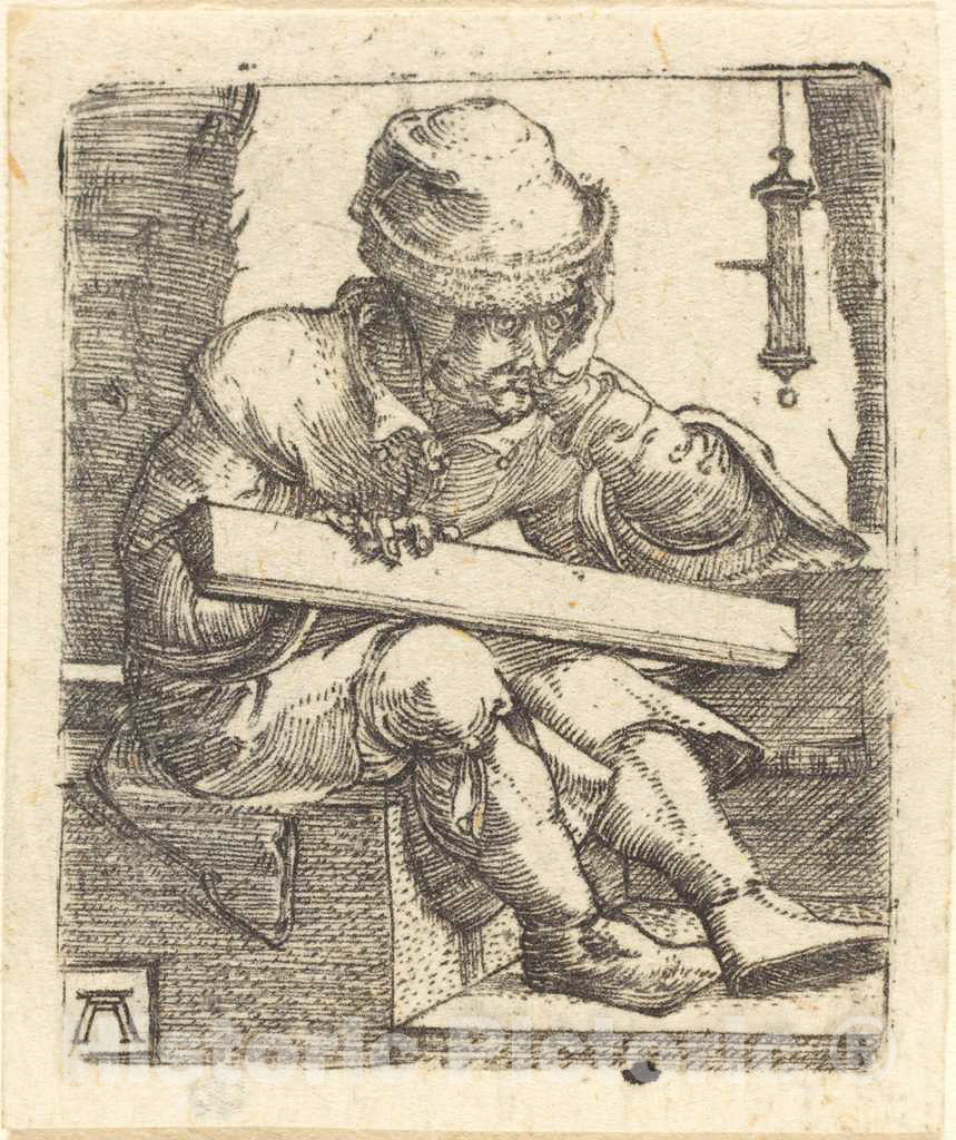 Art Print : Albrecht Altdorfer, The Pensive Carpenter, c.1525 - Vintage Wall Art