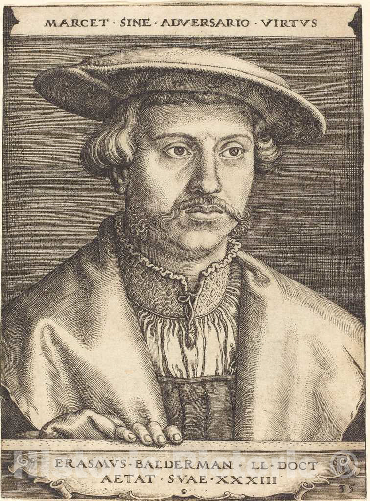 Art Print : Barthel Beham, Erasmus Balderman, 1535 - Vintage Wall Art