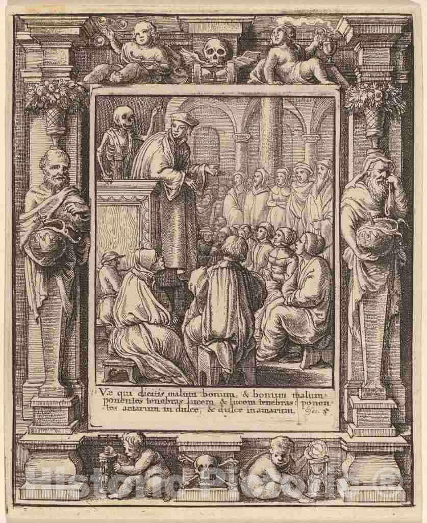 Art Print : Hollar After Holbein The Younger, Preacher, 1651 - Vintage Wall Art