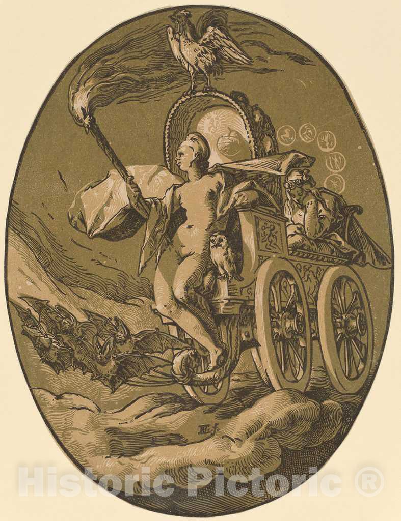 Art Print : Hendrik Goltzius, Nox (Goddess of Night), c.1589 - Vintage Wall Art