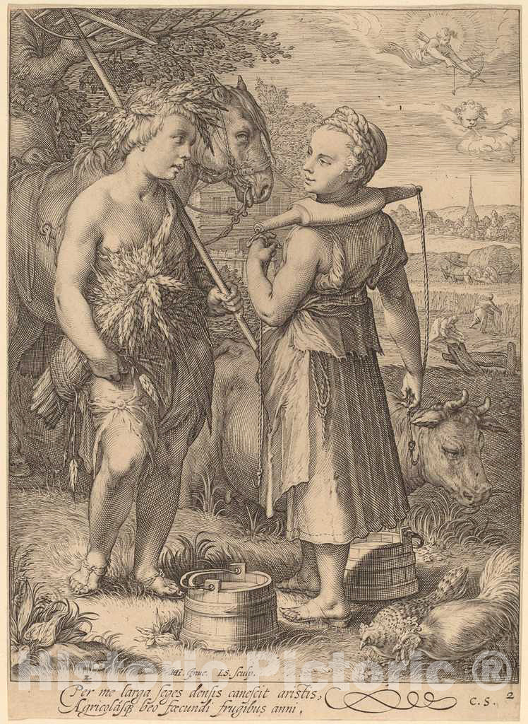 Art Print : Saenredam After Goltzius, Summer, 1601 - Vintage Wall Art
