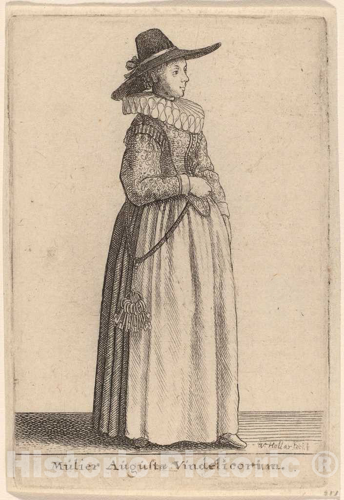 Art Print : Wenceslaus Hollar, Mulier Augustae Vindelicorum - Vintage Wall Art