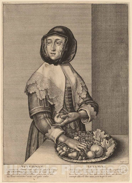 Art Print : Wenceslaus Hollar, Autumn, 1641 - Vintage Wall Art