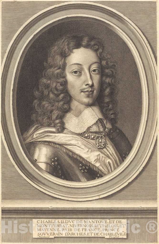 Art Print : Robert Nanteuil, Charles II, Duc de Mantoue, 1652 - Vintage Wall Art