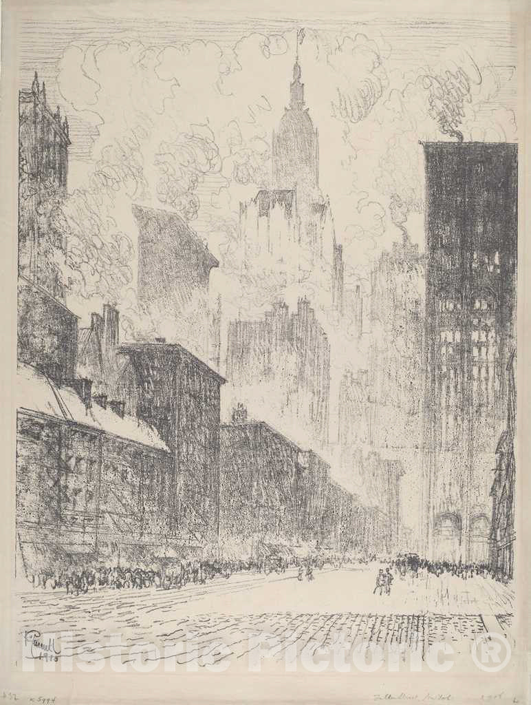 Art Print : Joseph Pennell, from Fulton Street, 1910 - Vintage Wall Art