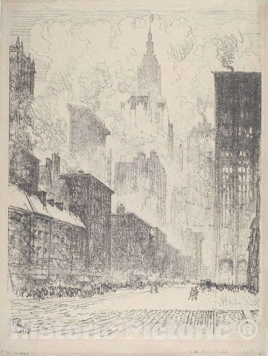 Art Print : Joseph Pennell, from Fulton Street, 1910 - Vintage Wall Art