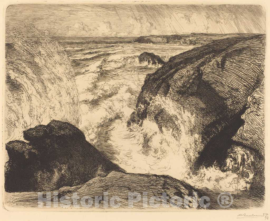 Art Print : Auguste LepÃ¨re, Spring Tide, Rocks of Zion (Grande Maree, rochers de Sion, Vendee), 1907 - Vintage Wall Art
