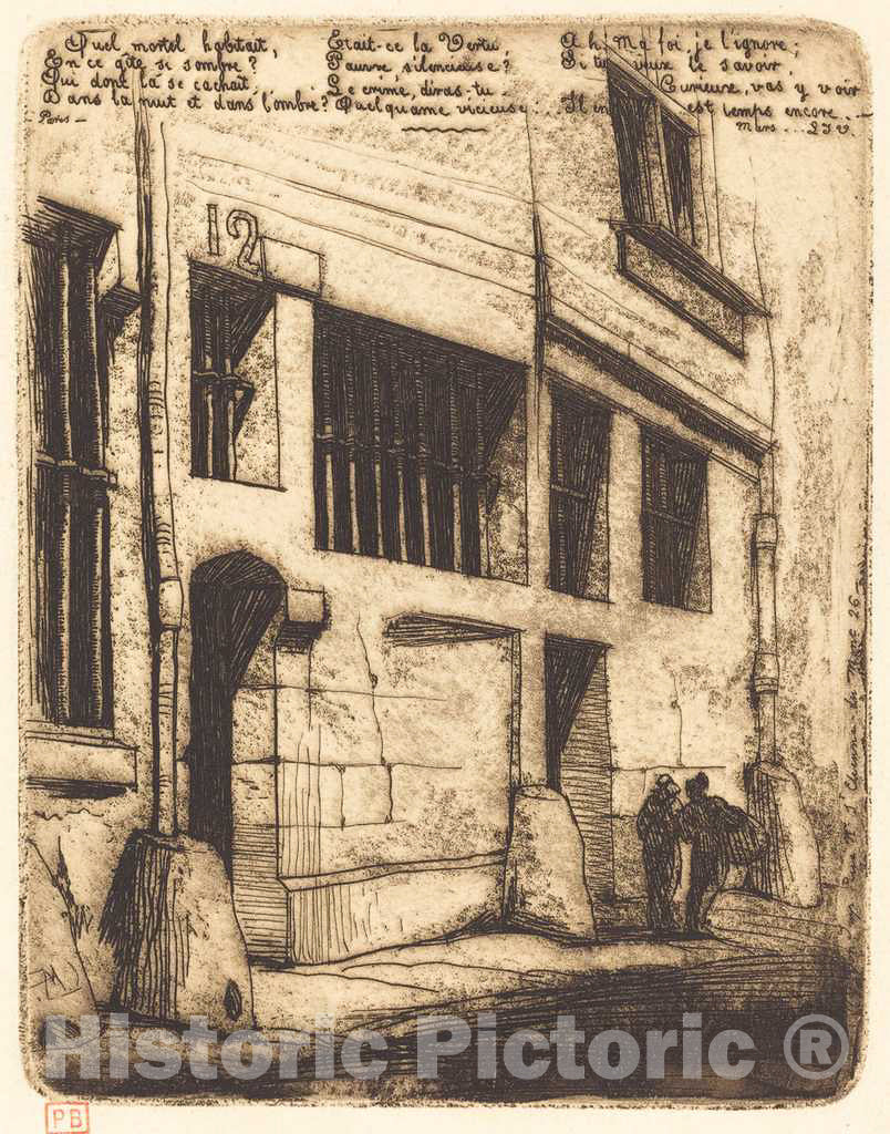 Art Print : Charles Meryon, La Rue des Mauvais GarÃ§ons, Paris (The Street of The Bad Boys), 1854 - Vintage Wall Art