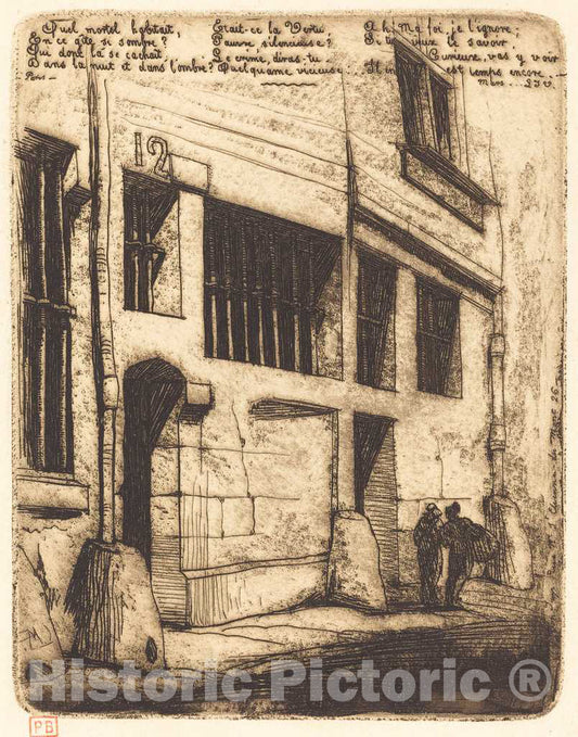 Art Print : Charles Meryon, La Rue des Mauvais GarÃ§ons, Paris (The Street of The Bad Boys), 1854 - Vintage Wall Art