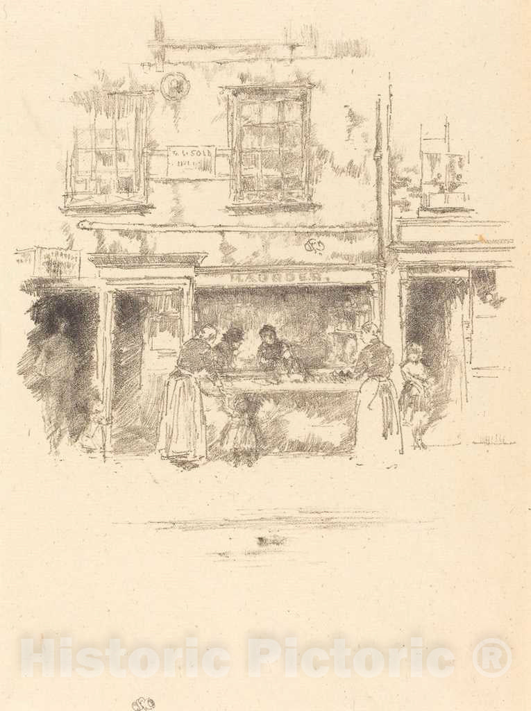 Art Print : James McNeill Whistler, Maunder's Fish Shop, Chelsea, 1890 - Vintage Wall Art