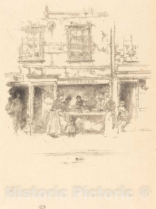 Art Print : James McNeill Whistler, Maunder's Fish Shop, Chelsea, 1890 - Vintage Wall Art