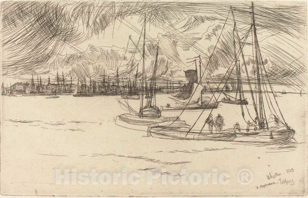 Art Print : James McNeill Whistler, Amsterdam from The Tolhuis, 1863 - Vintage Wall Art