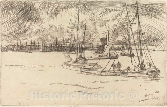 Art Print : James McNeill Whistler, Amsterdam from The Tolhuis, 1863 - Vintage Wall Art