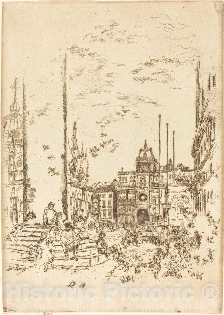 Art Print : James McNeill Whistler, The Piazzetta, 1880 - Vintage Wall Art