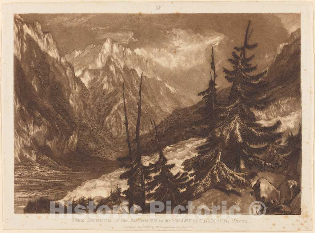 Art Print : Turner and Dawe, The Source of The Arveron, 1816 - Vintage Wall Art