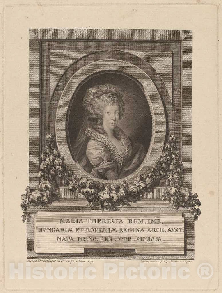 Art Print : Adam After Josef Kreutzinger, Marie-ThÃ©rÃ¨se, Holy Roman Empress, 1792 - Vintage Wall Art