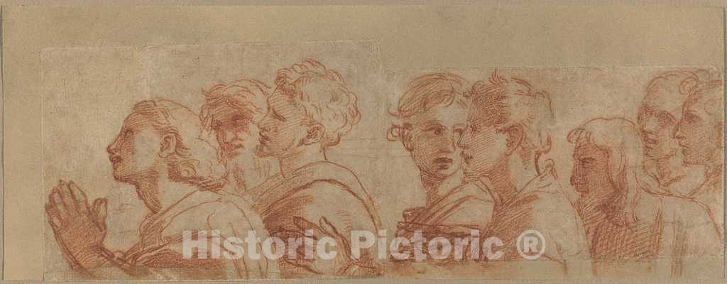 Art Print : Raphael, Eight Apostles, c. 1514 - Vintage Wall Art