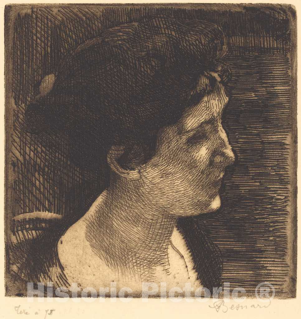 Art Print : Albert Besnard, Woman in Full Profile (Grand profil de Femme), 1892 - Vintage Wall Art