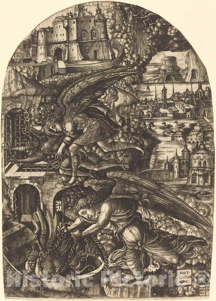 Art Print : Jean Duvet, Satan Bound for a Thousand Years, c.1551 - Vintage Wall Art