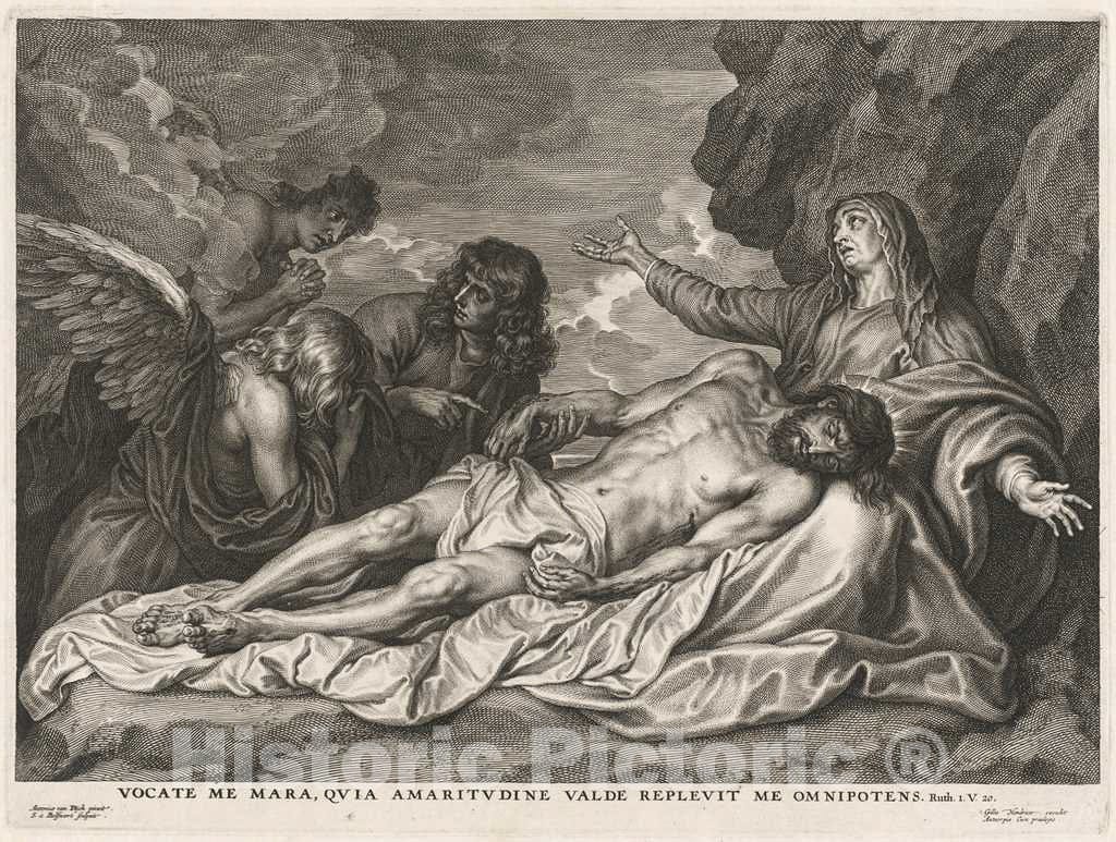 Art Print : Bolswert After Van Dyck, Virgin Supporting The Dead Christ - Vintage Wall Art
