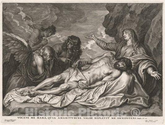 Art Print : Bolswert After Van Dyck, Virgin Supporting The Dead Christ - Vintage Wall Art