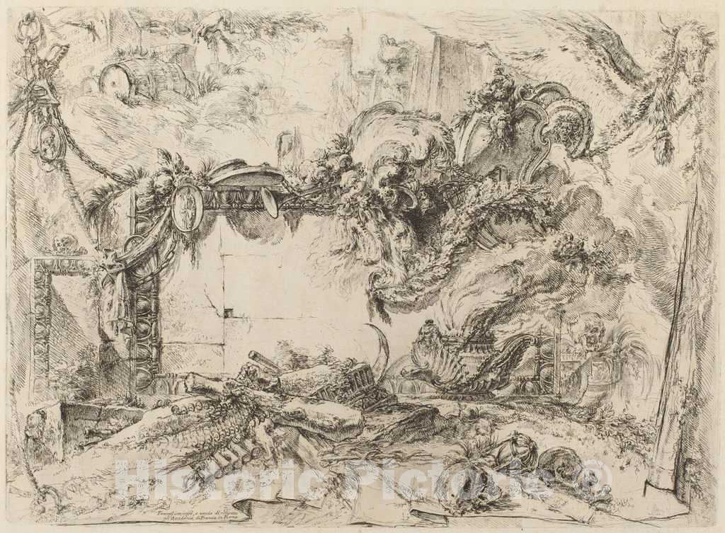 Art Print : Giovanni Battista Piranesi, The Monumental Tablet, c.1755 - Vintage Wall Art