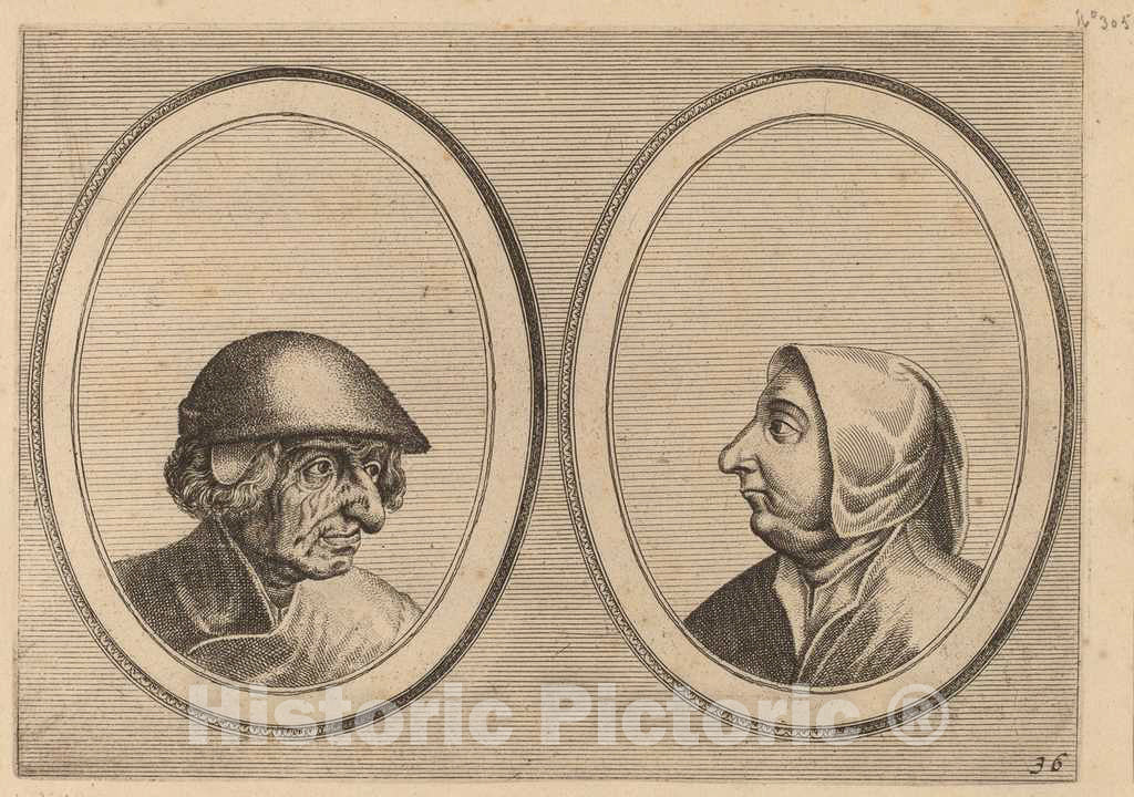 Art Print : Doetechum After Brugel The Elder, Schonckje WEL-bedrocht and Pronckje Heel-volmaeckt, c.1565 - Vintage Wall Art