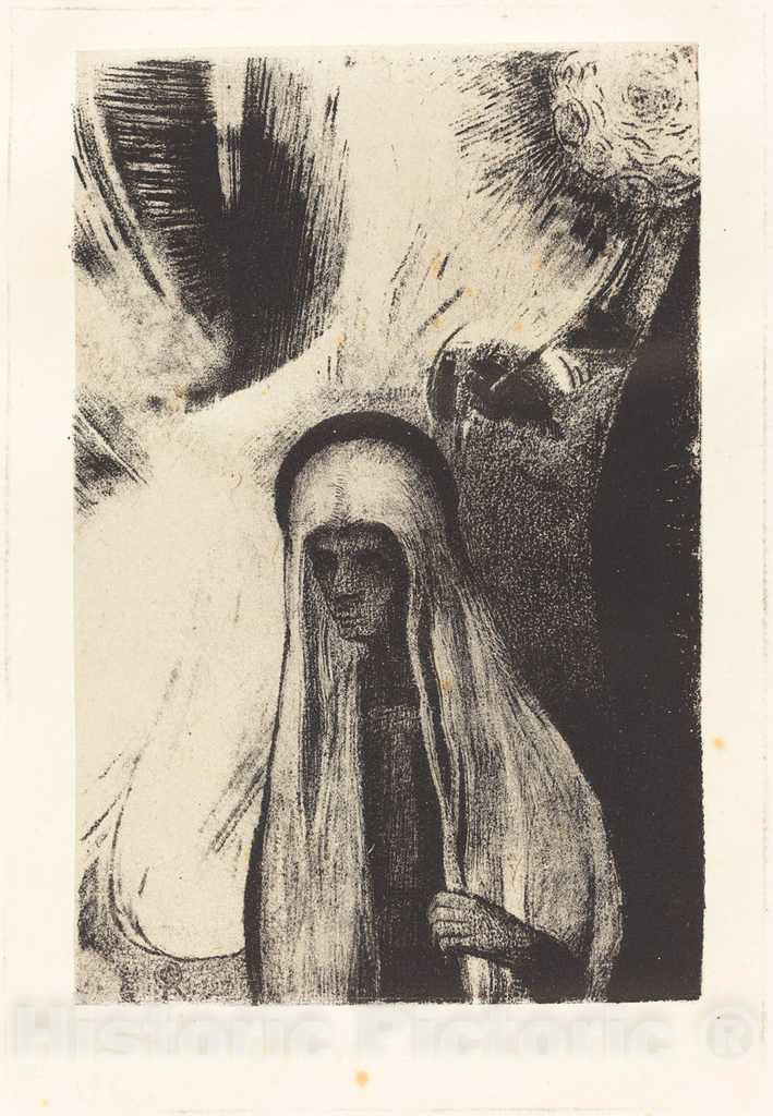 Art Print : Odilon Redon, What are You Afraid of? A Wide Black Hole! It is Empty, Perhaps!, 1896 - Vintage Wall Art