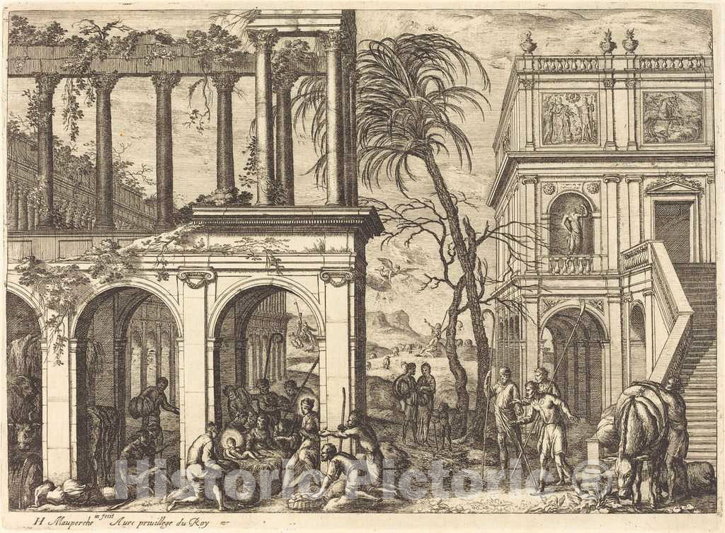 Art Print : Henri Mauperche, The Adoration of The Shepherds - Vintage Wall Art