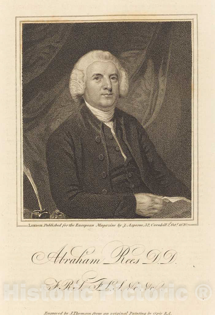 Art Print : Thomson After Opie, Abraham Rees, D.D, 1820 - Vintage Wall Art