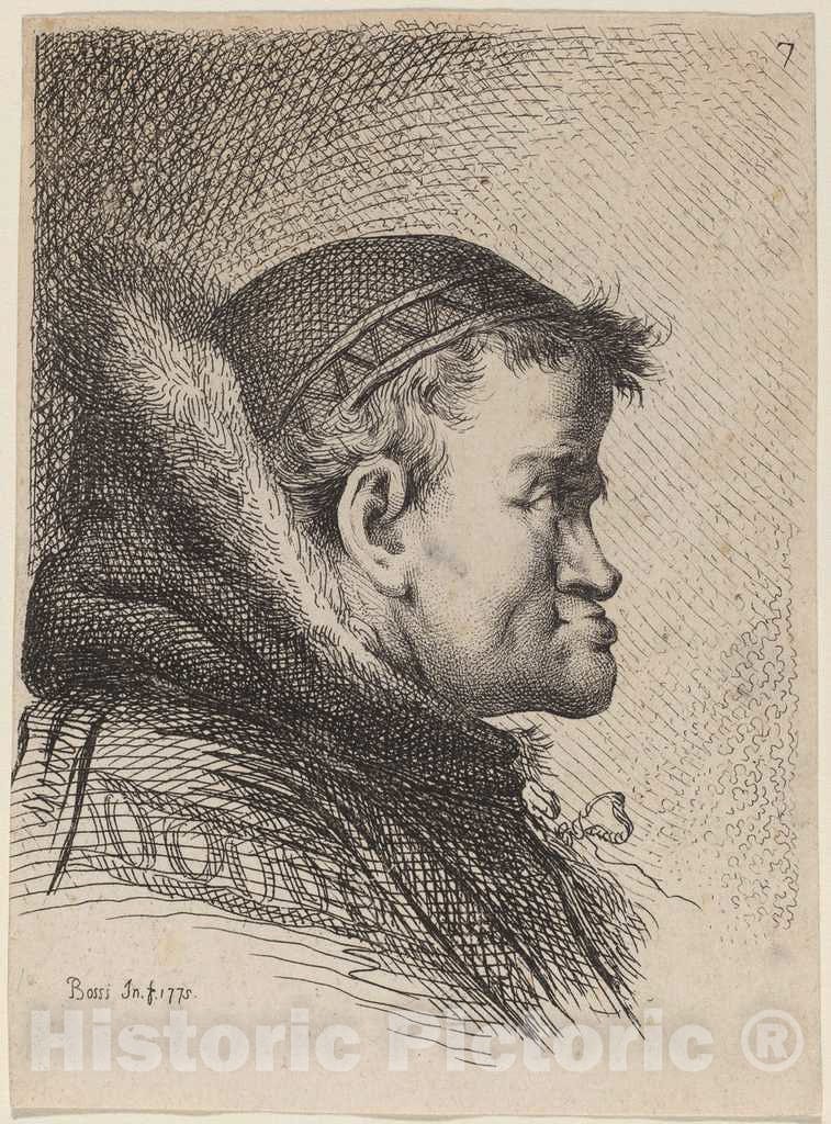 Art Print : Benigno Bossi, Head of a Cleric, 1775 - Vintage Wall Art