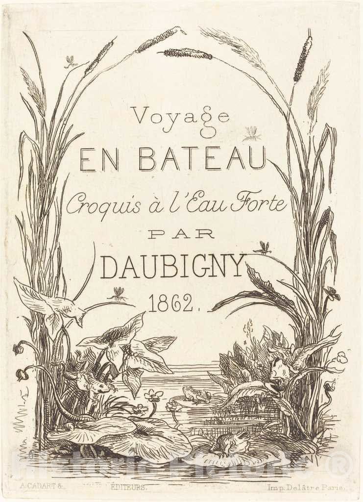 Art Print : Charles-FranÃ§ois Daubigny, Title Page for Voyage en Bateau, 1862 - Vintage Wall Art