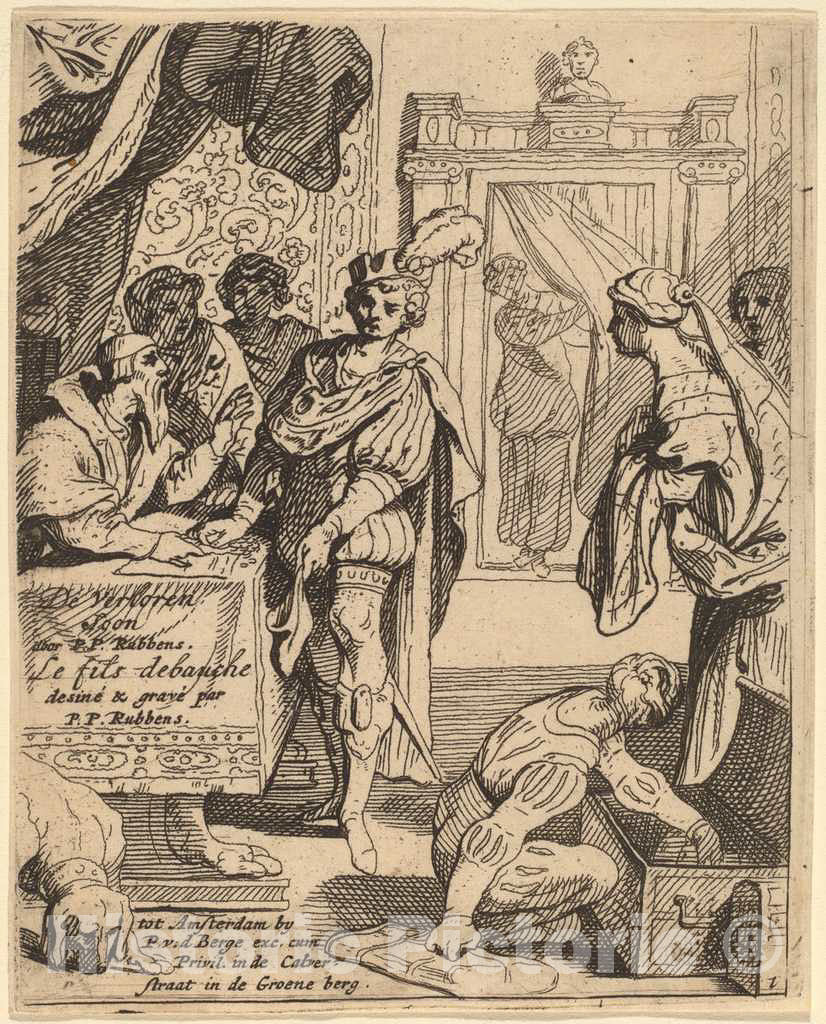 Art Print : Theodoor Van Thulden After Rubens, The Prodigal Son Receiving His Patrimony - Vintage Wall Art