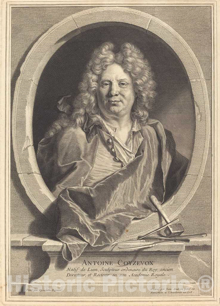 Art Print : Jean Audran After Hyacinthe Rigaud, Antoine Coyzevox, 1708 - Vintage Wall Art