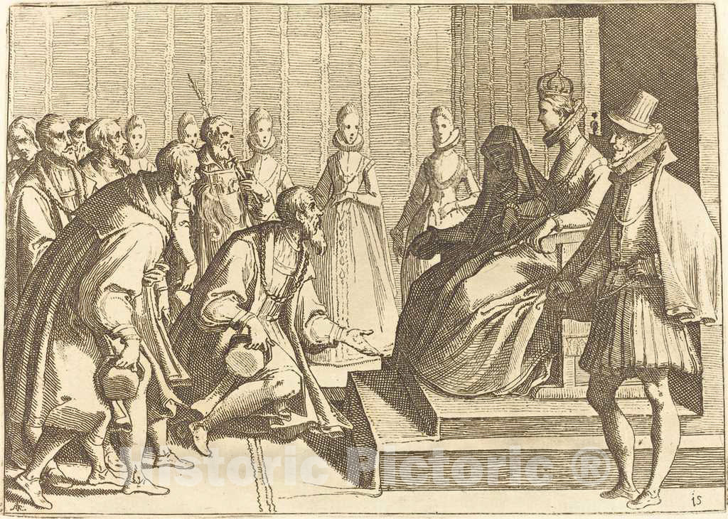 Art Print : Raffaello Schiaminossi, Margaret of Austria Giving Audience to a Nobleman, 1612 - Vintage Wall Art