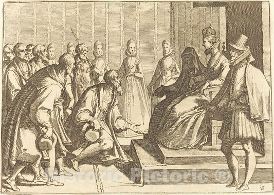 Art Print : Raffaello Schiaminossi, Margaret of Austria Giving Audience to a Nobleman, 1612 - Vintage Wall Art