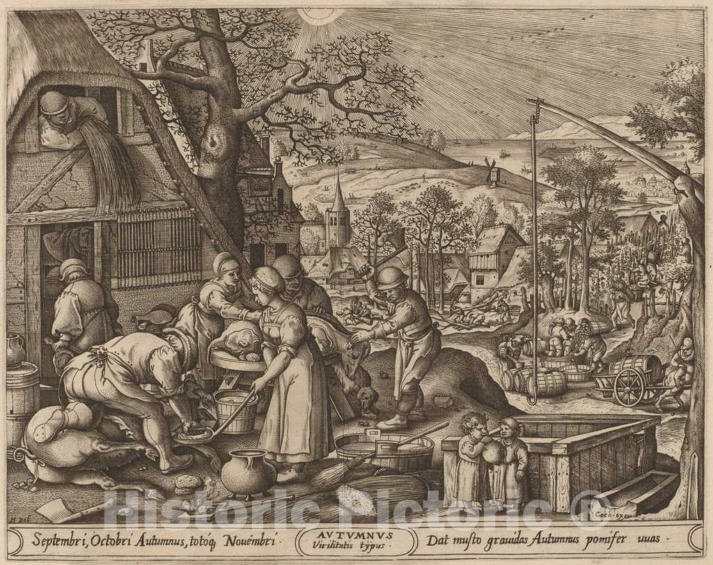 Art Print : Heyden After Hans BOL, Autumn, 1570 - Vintage Wall Art