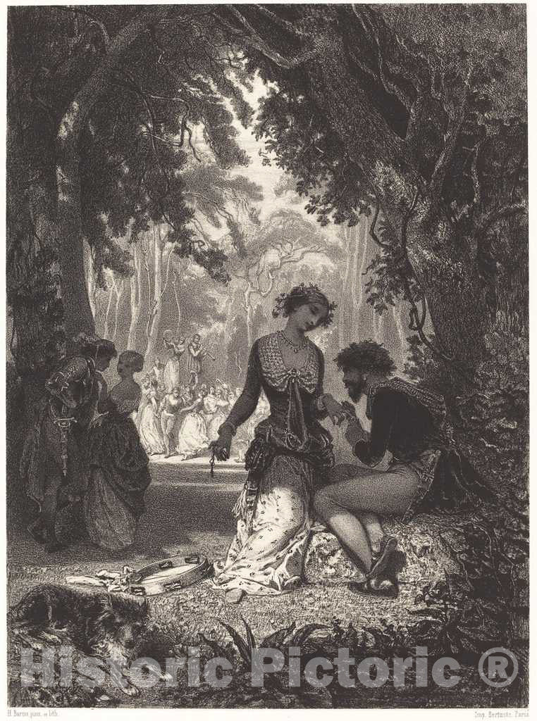 Art Print : Henri Charles Antoine Baron, Italian Dancers - Vintage Wall Art