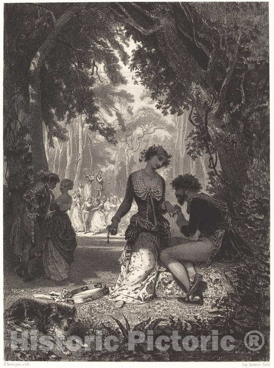 Art Print : Henri Charles Antoine Baron, Italian Dancers - Vintage Wall Art